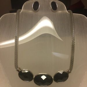 Silver and black necklace